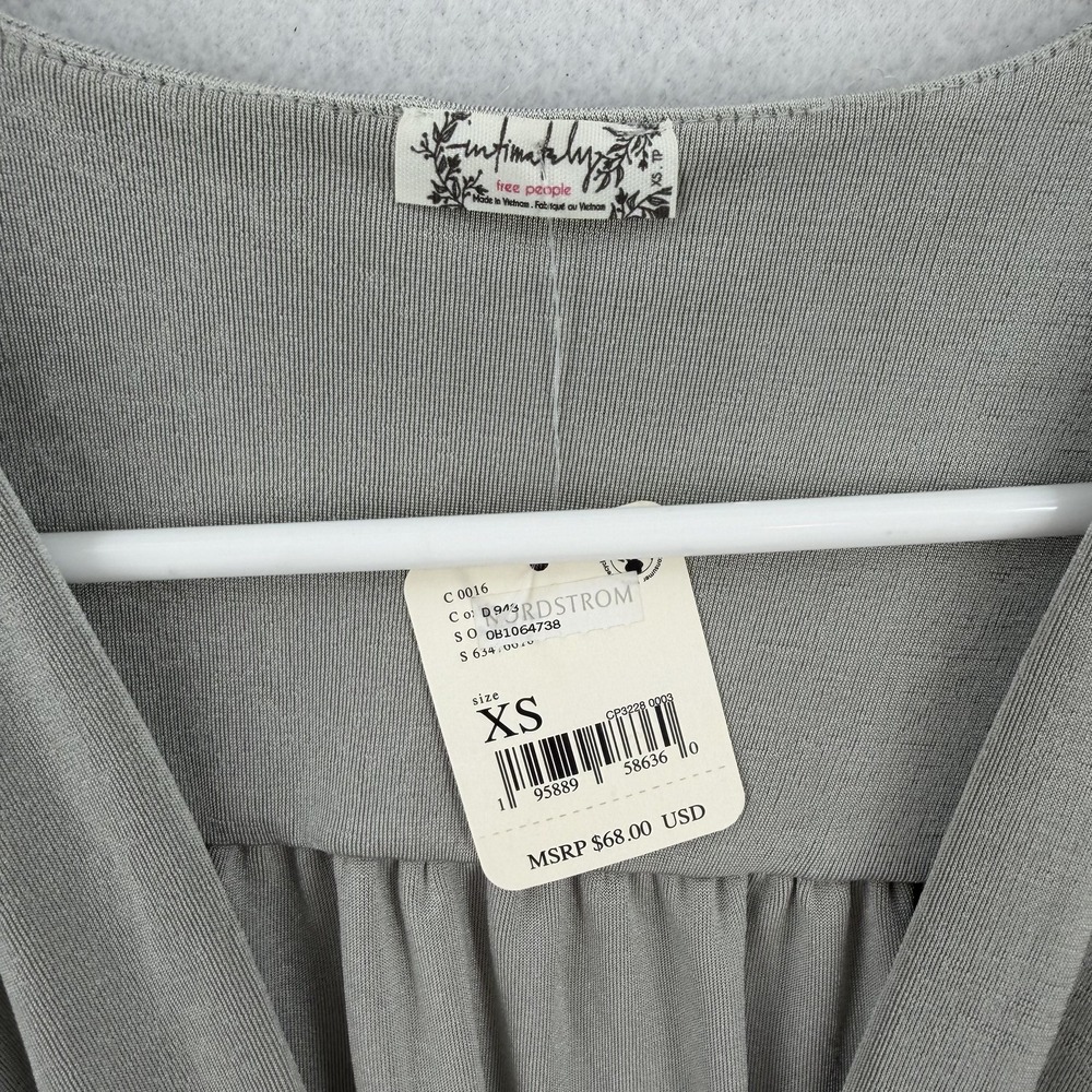 Free People‎ Bodysuit Womens XS Gray Long Sleeve Surplice Wrap Draped Intimately - Picture 3 of 8